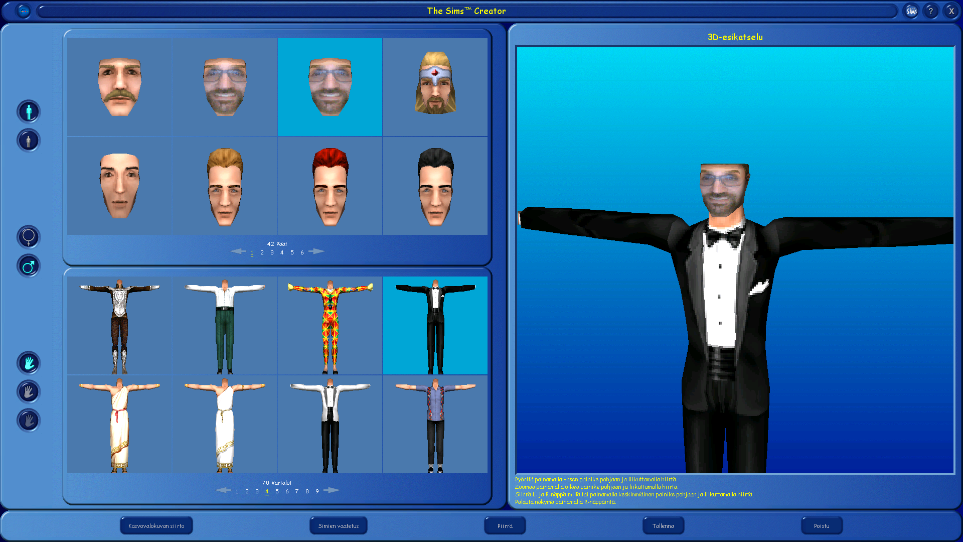 A screenshot of my character in The Sims creator